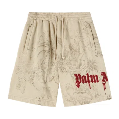 Pre-owned Palm Angels Pencil All Over Sweatshorts 'off White' | Men's Size M
