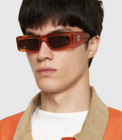 Pre-owned Palm Angels Peri055s24pla0012007 Yreka Orange Dark Grey Sunglasses