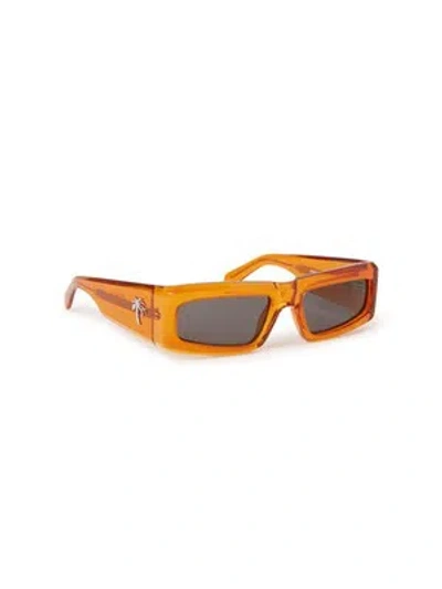 Pre-owned Palm Angels Peri055s24pla0012007 Yreka Orange Dark Grey Sunglasses In Gray