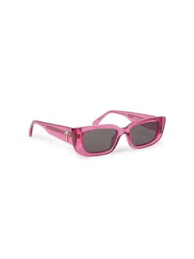 Pre-owned Palm Angels Peri056s24pla0013007 Yosemite Pink Dark Grey Sunglasses In Gray