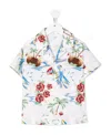 Palm Angels Pijama Shirt Aop Fumetto White Light Blu In White