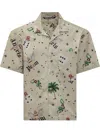 Palm Angels Pin Up Bowling Shirt In Ivory Multicolor