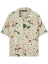 Palm Angels Pin Up Bowling Shirt In Nude