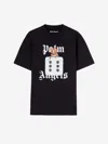 Palm Angels Black T-shirt With Front Dice And Logo Print