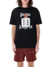 Palm Angels Black T-shirt With Front Dice And Logo Print In Black