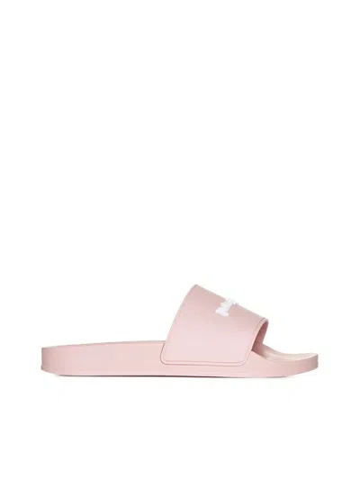 Palm Angels Pink And White Rubber Slides
