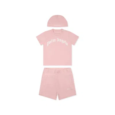 Palm Angels Pink Birth Set For Baby Girl With Logo