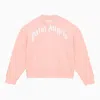 Palm Angels Pink Cotton Sweatshirt With Logo In Pink