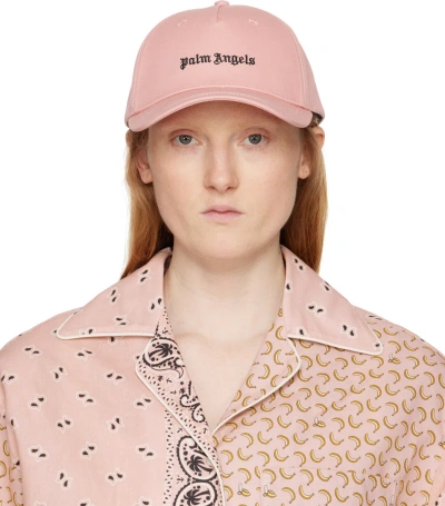 Palm Angels Pink Logo Cap In Pink Black
