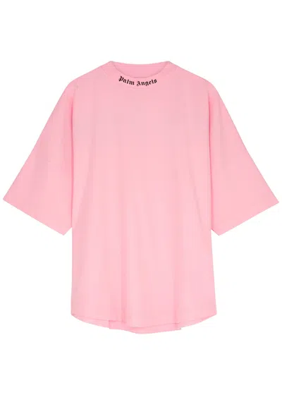Palm Angels Pink Logo-print Cotton T-shirt In Light Pink