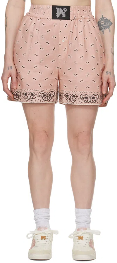 PALM ANGELS PINK PAISLEY SHORTS