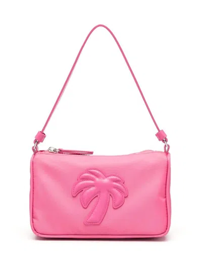 Palm Angels Pink Palm Tree Shoulder Bah In Nylon Woman
