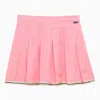 Palm Angels Stripe-trim Pleated Miniskirt In Pink