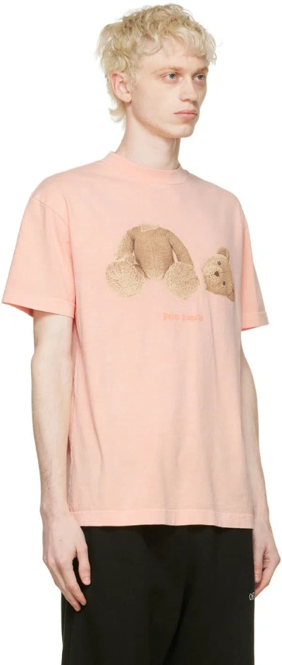 Pre-owned Palm Angels Pink Salmon Teddy Bear Print T-shirt (size L) Rrp $459