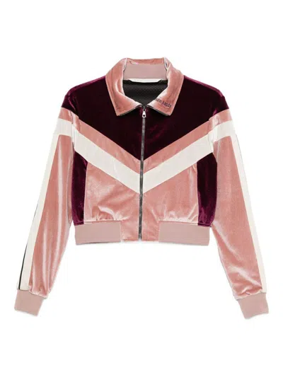 Palm Angels Colour-block Chenille Track Jacket In Pink