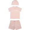 Palm Angels Pink Suit For Baby Girl With Logo In Pink