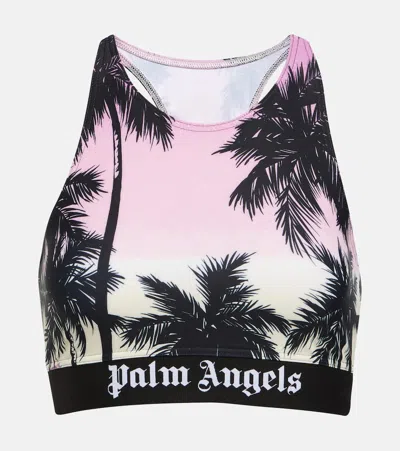Palm Angels Pink Sunset Logo Sport Top In Multi