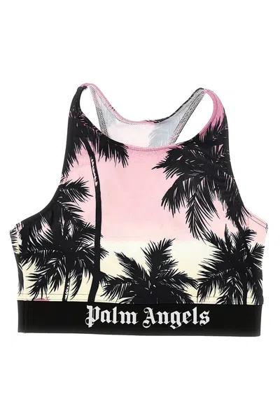 Palm Angels 'pink Sunset Logo' Sporty Top'
