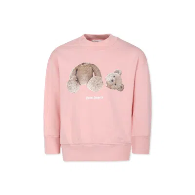 Palm Angels Kids' Pink Sweatshirt For Girl With Bear