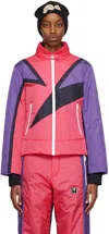 Palm Angels Thunderbolt Color-block Padded Ski Jacket In Fuchsia/blue
