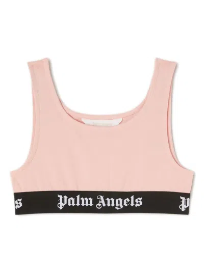 Palm Angels Kids' Pink Top With Black Logo Band