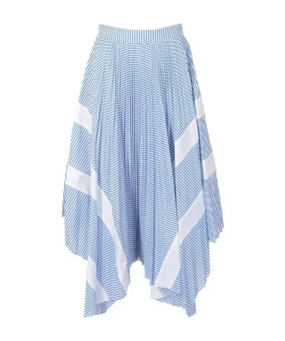 Palm Angels Pinstriped Asymmetric Skirt In Blue