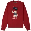 Palm Angels Pirate Bear Crewneck Sweatshirt In Red