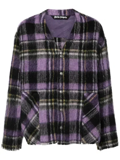 PALM ANGELS PLAID-CHECK CARDIGAN