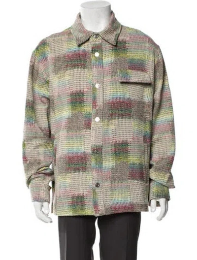 Pre-owned Palm Angels Plaid Print Coat In Green
