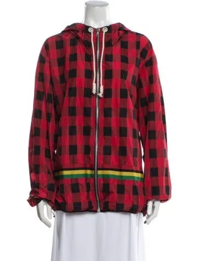 Pre-owned Palm Angels Plaid Print Jacket W/ Tags In Red