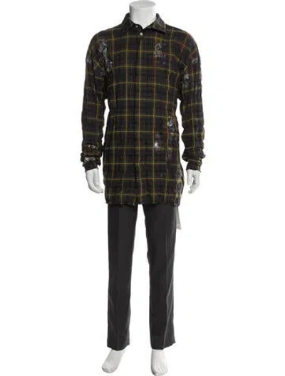 Pre-owned Palm Angels Plaid Print Long Sleeve Shirt In Green