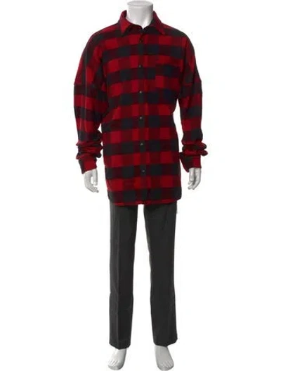 Pre-owned Palm Angels Plaid Print Long Sleeve Shirt In Red