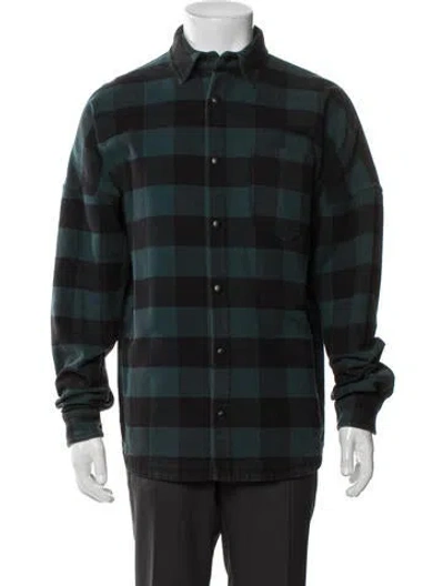 Pre-owned Palm Angels Plaid Print Puffer Coat In Green