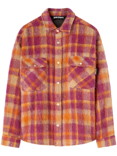 Palm Angels Maroon Regular Plaid Shirt In Purple