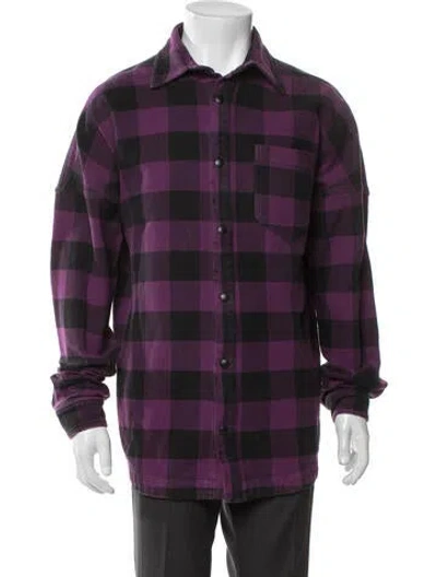Pre-owned Palm Angels Plaid Print Trucker Jacket In Purple