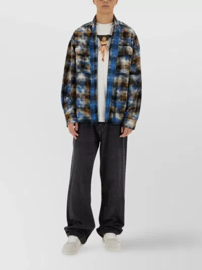 Palm Angels Plaid Shirt With Chest Pockets In Multi