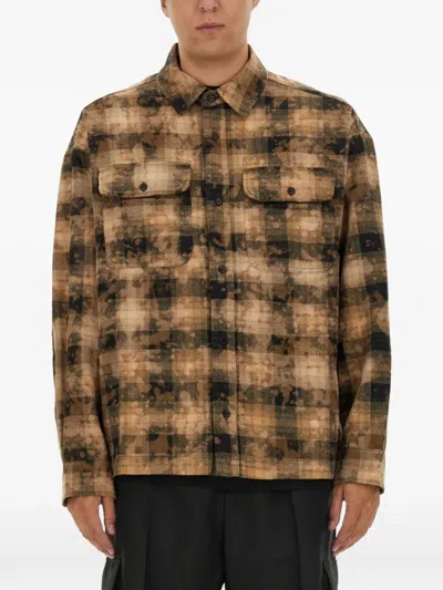 Palm Angels Plaid-pattern Chest-pocket Shirt In Brown