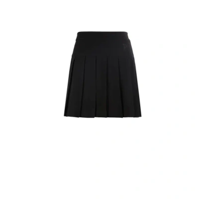 Palm Angels Plain Pleated Short Skirt In Black