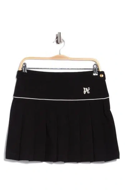 Palm Angels Pleated Cotton Miniskirt In Black