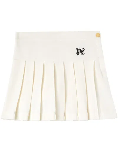 PALM ANGELS PLEATED SKIRT WITH MONOGRAM