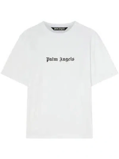 Pre-owned Palm Angels Pmaa089s24jer002 Man White Black T-shirt And Polo 100% Original