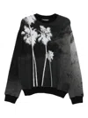 Palm Angels Palm Culture Print Crewneck Sweater In Black