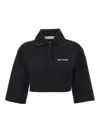 Palm Angels Black Logo Cropped Polo In White
