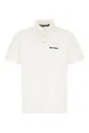 Palm Angels White Polo Shirt With Classic Collar And Logo On The Front
