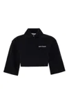 Palm Angels Black Logo Cropped Polo In Black