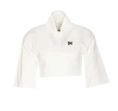Palm Angels Polo Crop Monogram In White