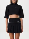 Palm Angels Black Logo Cropped Polo In Schwarz