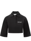 Palm Angels Black Logo Cropped Polo In Black