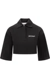 Palm Angels Black Logo Cropped Polo In Black Off White