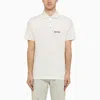 Palm Angels White Polo Shirt With Classic Collar And Logo On The Front In White